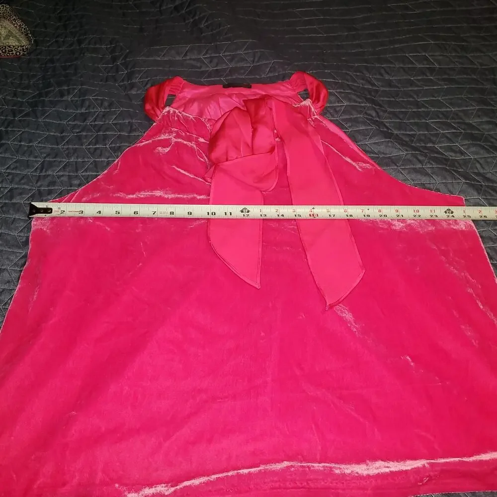 J.Crew Velvet Halter Bow Tank Top Barbie Pink 3X Sleeveless Party Club
